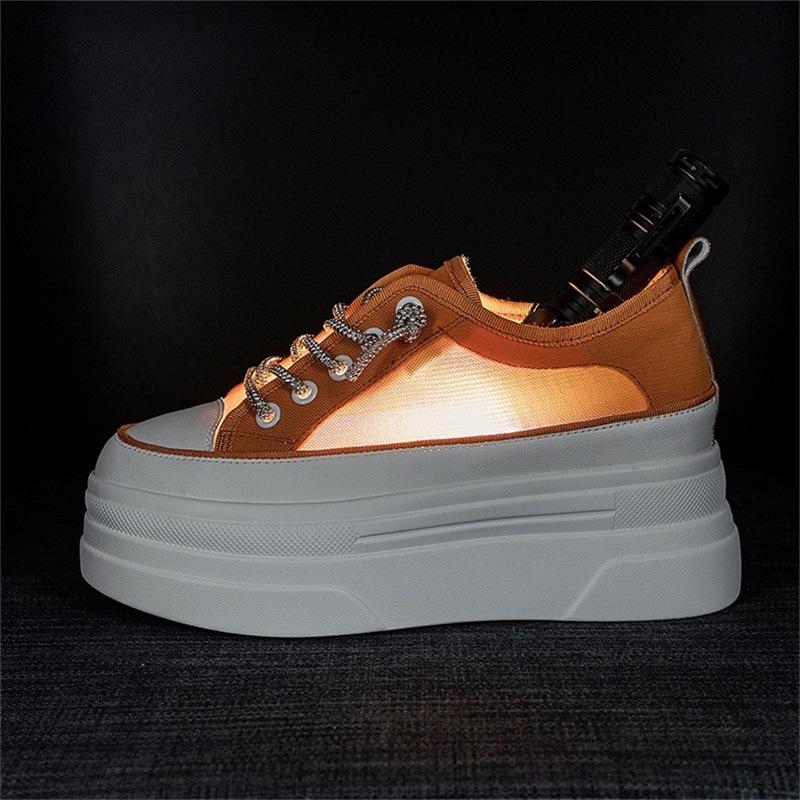 Thick-soled Little White Shoes Women's Tide Summer Versatile Ice Silk Mesh Casual Board Shoes Muffin Inner Height-increasing Women's Shoes