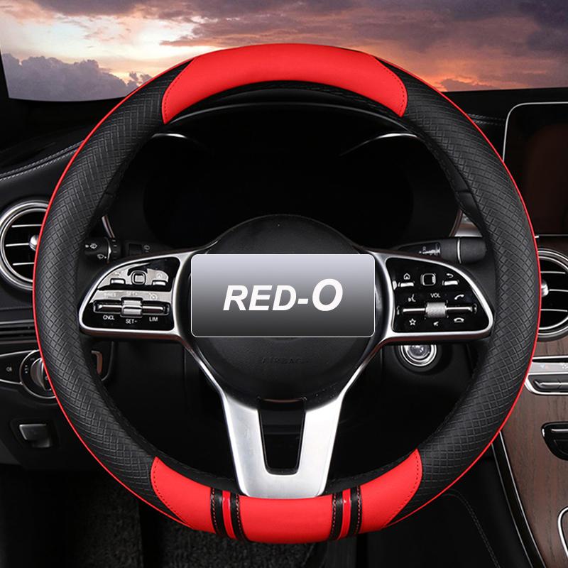 Karcle 38CM Embossed Leather Car Steering Wheel Cover Universal Anti-Slip Car Steering Wheel Protective Fit Most Cars Suvs