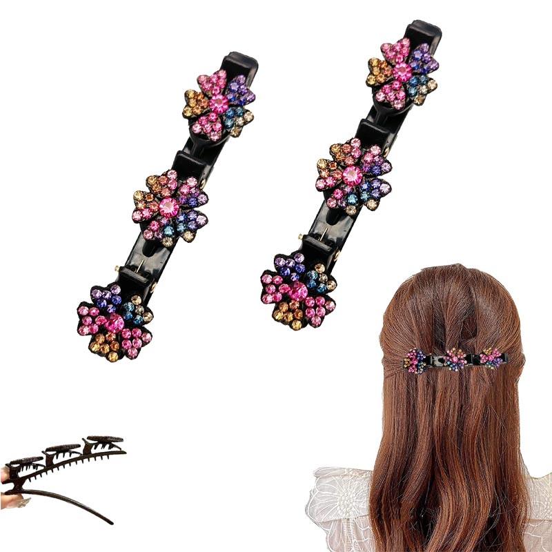 2/4/8Pcs Sparkling Crystal Stone Braided Hair Clips Girls Fashion Women Hair Clips for Thin Thick Curly Hair Small Hair Braid Clips for Home