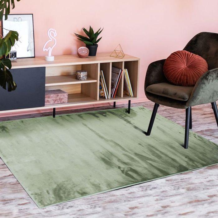 Extra-soft Living Room Rug Velvet Effect Light Green 120x170