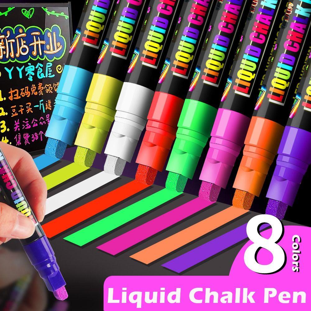 6/8Colors Erasable Liquid Chalk Pen Dust-free Highlighters Art Marker Pen LED Board Writing