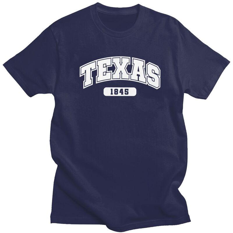 Texas Collegiate Style 1845 T Shirt for Men 100 Cotton Tshirts Humor Streetwaer Short Sleeve Tee Shirt Slim Fit Clothing
