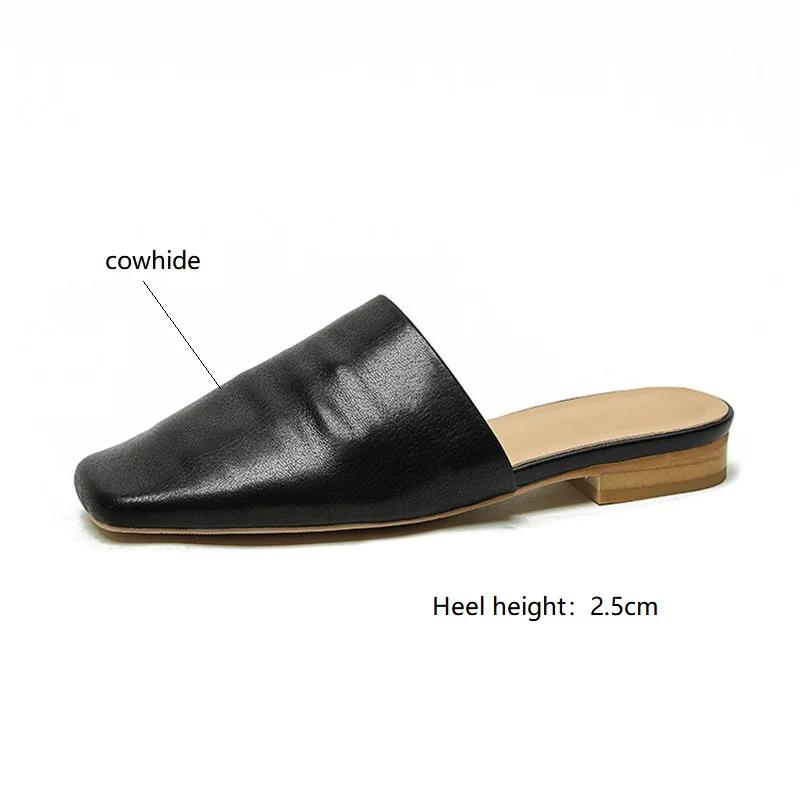 Fashion New Summer Women Shoes Mules Shoes for Women Simple Women Slippers Low Heel Square Toe Slippers Ladies Shoes Zapatos De Mujer