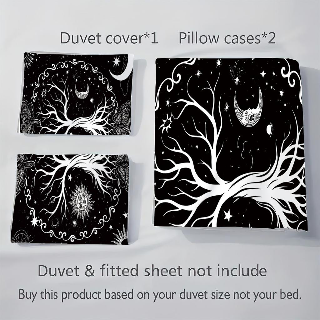 Quilt Cover Three-Piece Sun And Moon 3D Digital Printing Bed Kit Grinding Quilt Cover Pillowcase