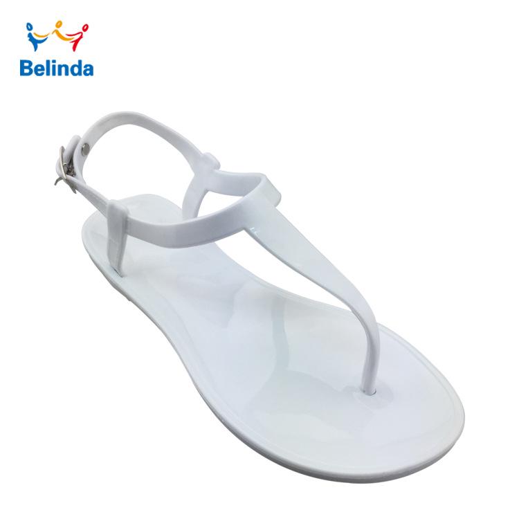 Sandali bassi da donna in PVC con cinturino a T in gelatina - Moda estiva