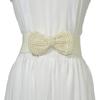 Women's Elastic Wide Belt Pearl Waist Cover Versatile Dress Decoration High Quality Wide Pearl Bow Belt
