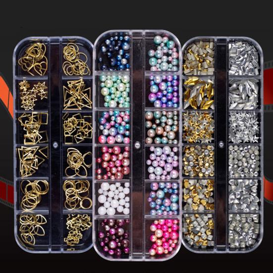 Multicolor Rhinestone Faux Pearl Glitter Nail Art Sequins Flake Manicure Decor