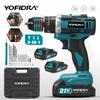 YOFIDRA 3IN1 Electric Impact Drill 25+3 Torque Handheld Cordless Impact Drill Woodworking Power Tool For Makita 21V Battery Pin