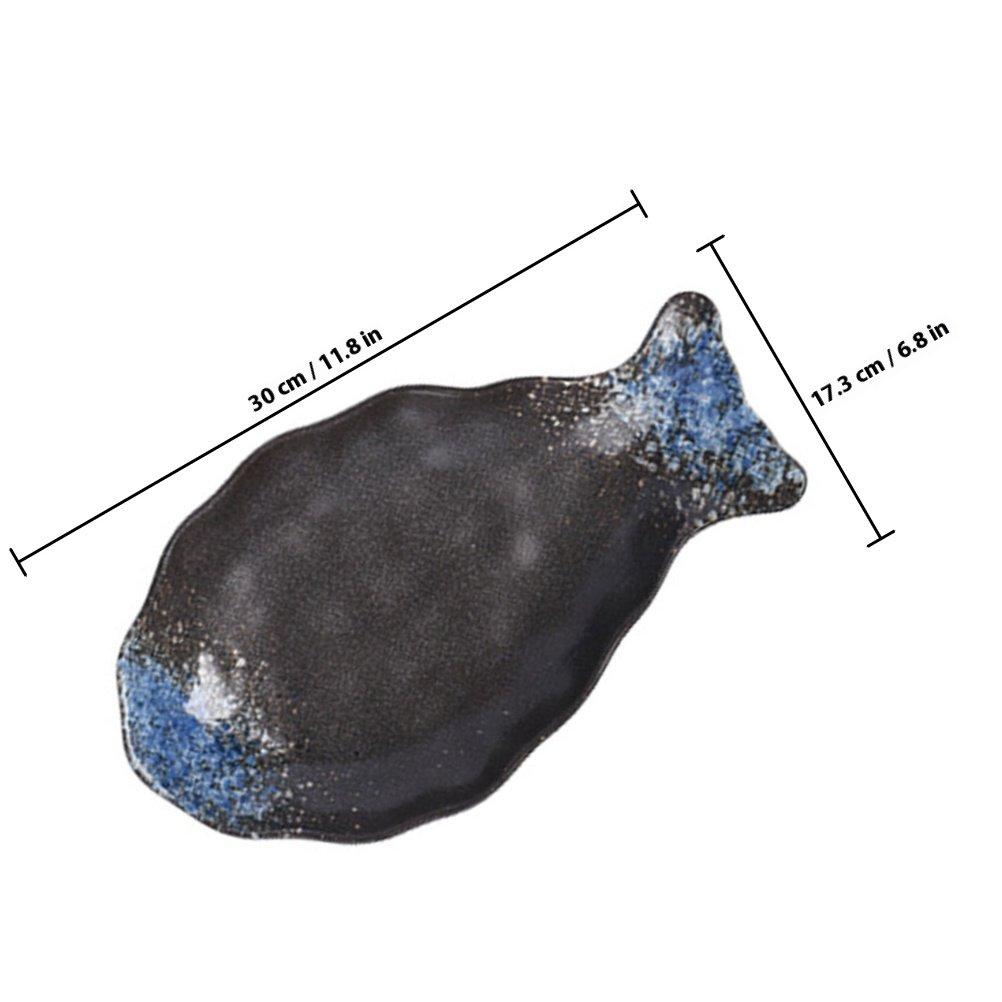 

Fish Shaped Ceramic Steaming Plate Multi Purpose Serving Platter Smooth Surface Easy Clean Home Hotel Restaurant Decor синій
