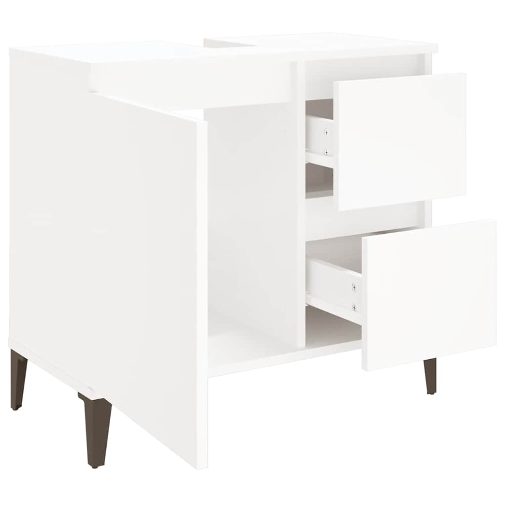 Schrank unter dem Waschbecken, 2 Schubladen, schwarzes dreieckiges Stativ, 65x33x60 cm