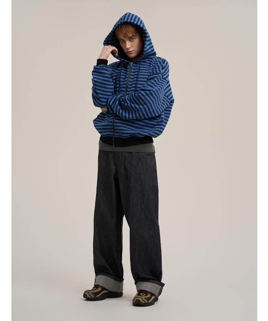 Supersub Haengsiki Striped Zip-Up Hoodie - Blue