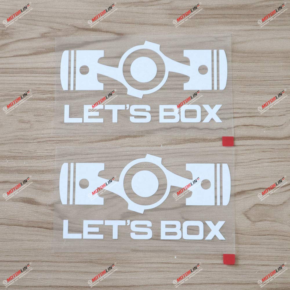 2 White 4" Let's Box Boxer Flat 4 Decal Sticker for Subaru STI WRX