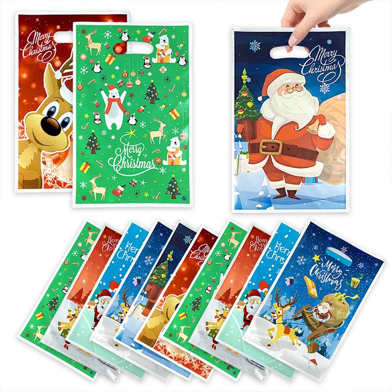 10 ks Vánoční Párty Dárková Taška Taška na Cukroví Kreslený Santa Claus Vánoční Stromeček Dárková Taška