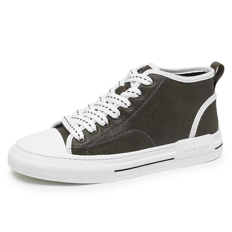 Fashion High Quality Men Casual Leather Shoes Outdoor Flat Designer Sports Shoes High Top Soft Bottom Shoes Brand Comfy Office Work Shoe