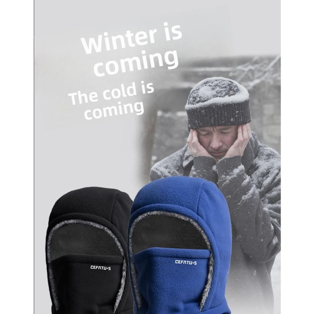 Men's and Women's Autumn and Winter Outdoor Cold Protection, Face and Neck Protection Integrated with Thick Velvet Riding Windproof Face Mask