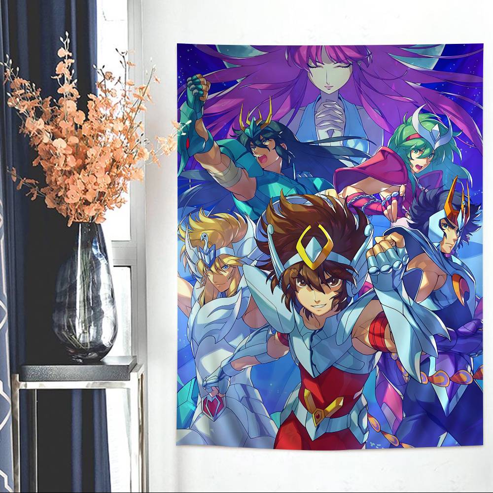 Japanese Hot Anime SSaint Seiya Cartoon Tapestry Art Science Fiction Room Home Decor Wall Hanging Sheets