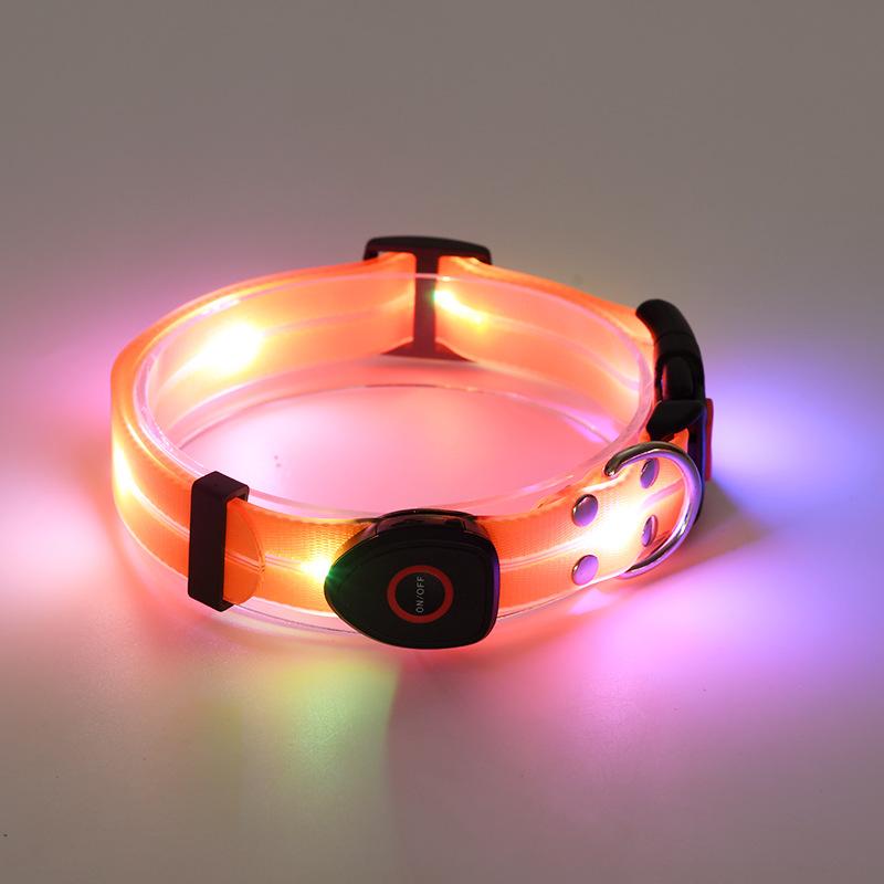 LED Leuchthalsband USB-Aufladung Haustierhalsband mit Licht PVC Geflochtenes Gurtband Hundeleine Leuchtendes Hundehalsband