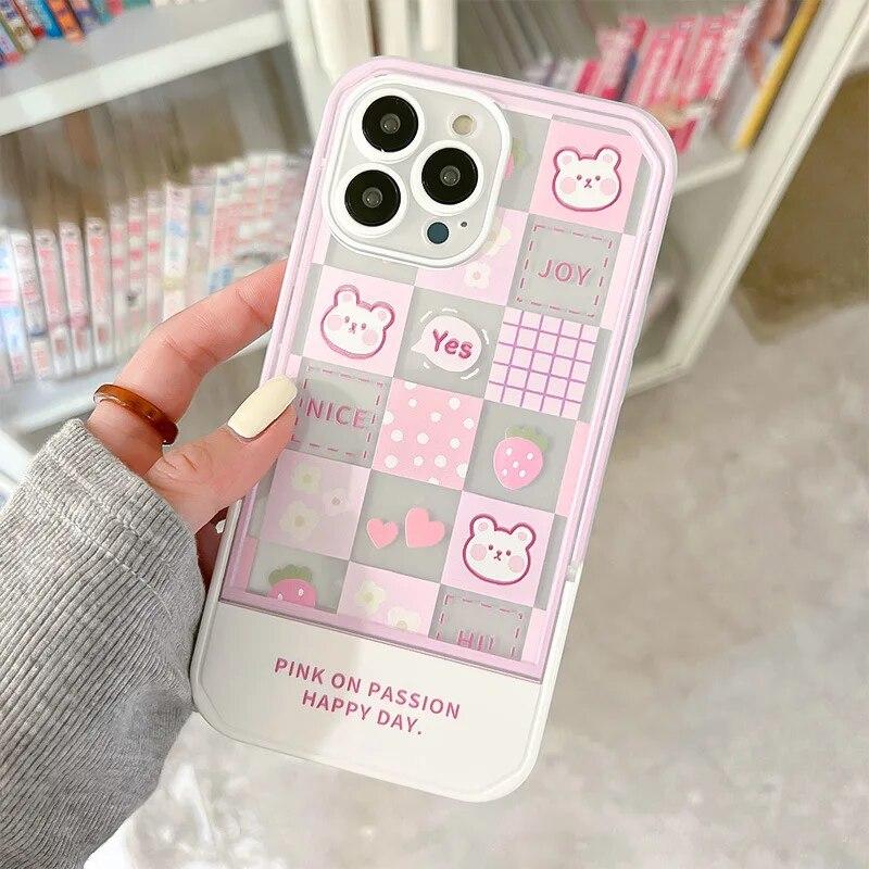 Niewidoczny Uchwyt Stojak Etui Na iPhone 11 Etui iPhone 13 14 12 Pro Max XR X XS Max 7 8 Plus 6S SE Kolorowe Kreskówkowe Kwiatowe Pokrowiec