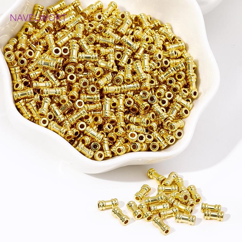 Wholesale 18k Gold Plated Straight Tube Beads Brass Metal Spacer Beads For Beading Jewelry Fittings,DIY Jewelry Making Supplies