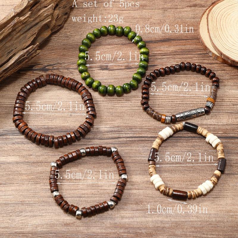 Hot-selling handmade beaded bracelet men's retro style multi-layer elastic line wooden bead coconut shell jewelry