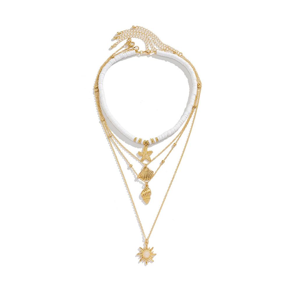 Layered Shell Unique And Starfish Necklace With Eyecatching Alloy Design Suitable For Women Fashionforward