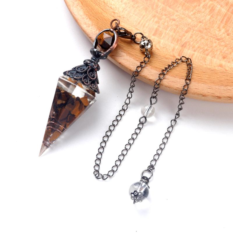 Natural Stone Spirit Pendulum Pendant Latticed Chain Energy Luck Mysterious Reiki Resin For Jewelry Making Accessories Necklaces