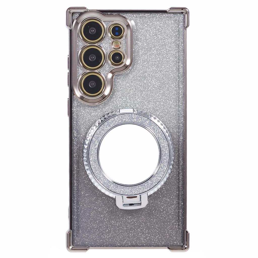 Etui na Samsunga Galaxy S24 Ultra Brokatowe Etui TPU na Telefon ze Stojakiem Lusterko