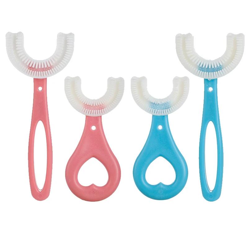 Brosse à dents d'entraînement 360 en silicone solide pour garçons filles bébé enfants douce en forme de U blanchiment des dents nouveau-né anneaux de dentition nettoyant santé