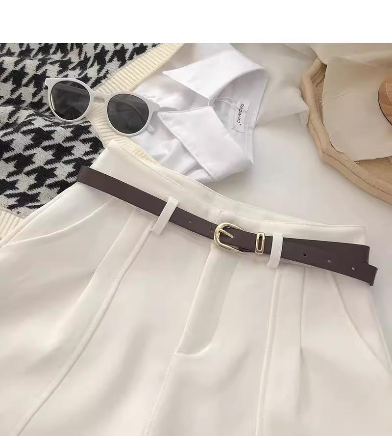 Dámské bílé šortky s vysokým pasem a širokými nohavicemi, jaro/léto 2025 – Všestranná móda volného střihu pro běžné nošení