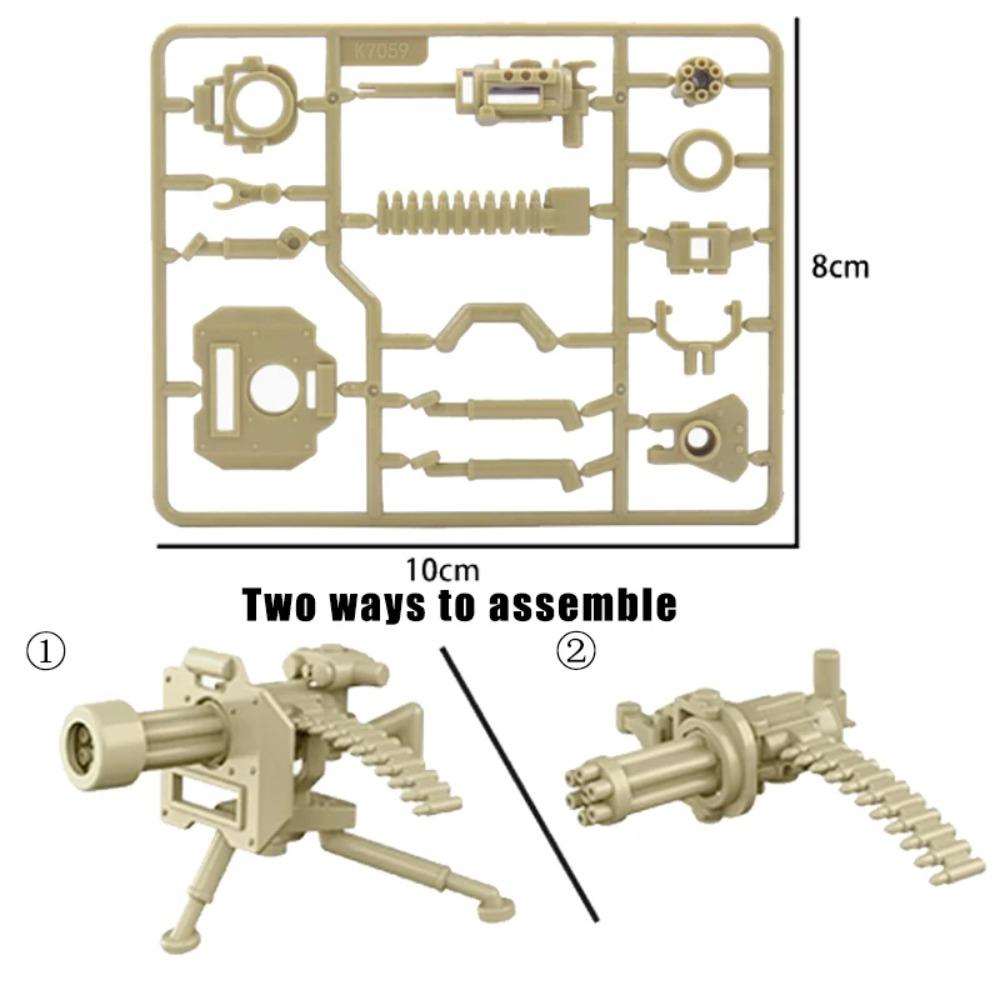 WW2 Military MOC Building Block Soldier Printed Weapon Case Rack Drone Bomb Disposal Mortar Gatling Maxine Gun DIY Toy Gift K046