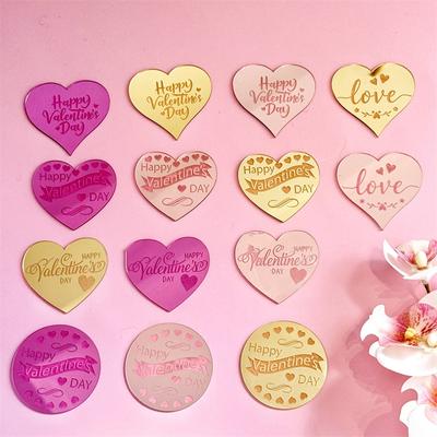 Acryl Herz Cupcake Topper Ornament Alles Gute zum Valentinstag Kuchen Dessert Backzubehör Kuchen Topper Heimbacken Geschenke