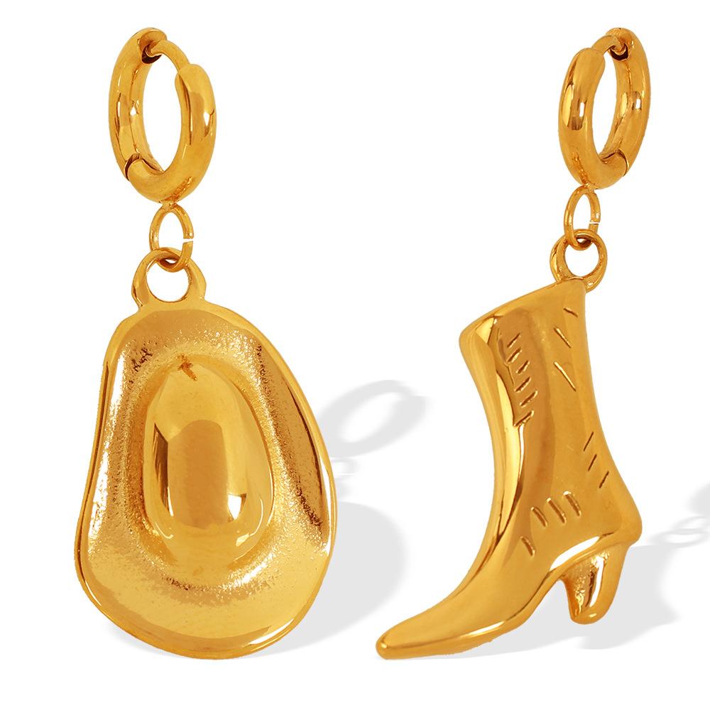 Europe and America Cross Border New Western Cowboy Boots Hat Pendant Earrings Personality Fashion Eardrop Jewelry
