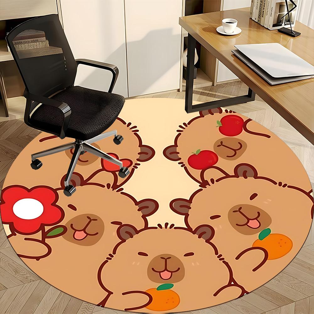 1PC Cute Capybara Chair Carpet for Office, Indoor Non-Slip Washable Carpet, Soft Comfortable Mat For Office Room Yy250930069