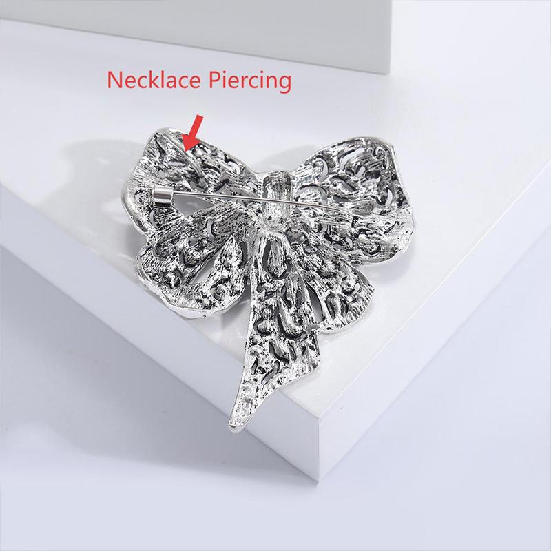Stylish And Elegant Trendy Bow-Adorned Luxury Alloy -Encrusted Brooch