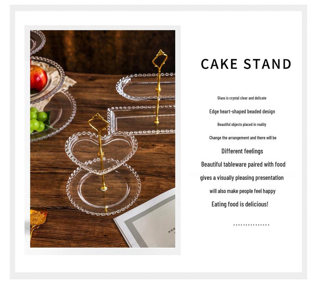 Elegantní skleněný vícepatrový stojan na dezerty a svačiny