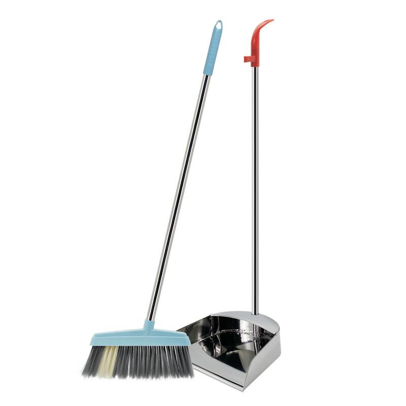 JNL Household Broom and Stainless Steel Dustpan Set