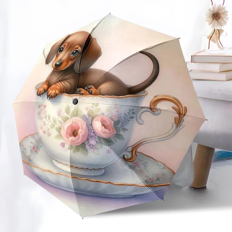 1pc Teacup Puppies Umbrella with Plastic Handle,Suitable for All Seasons Home Travel Outdoor Umbrellaptys31030