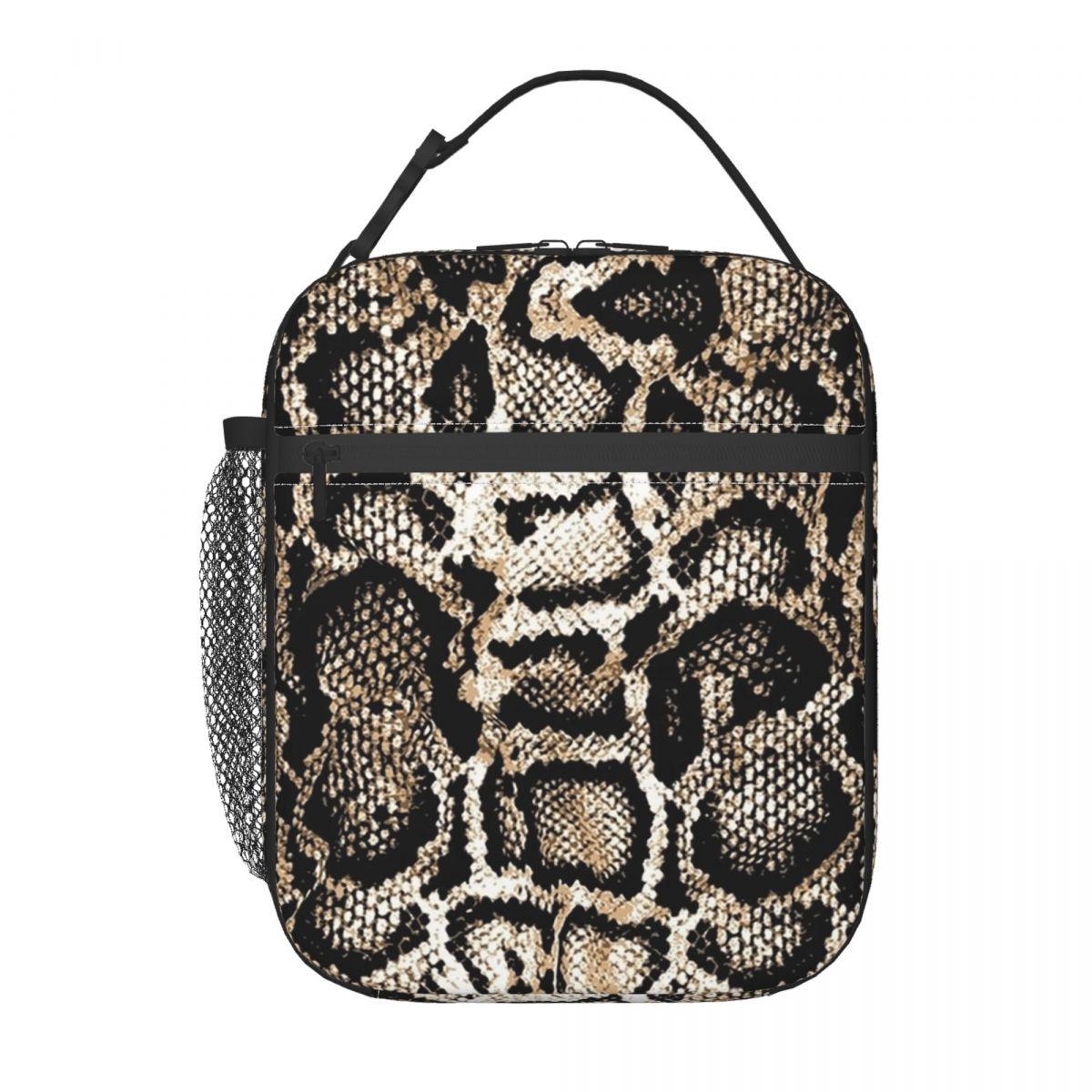 Sac à lunch isotherme motif peau de serpent pour femmes enfants Boîtes alimentaires étanches Sac fourre-tout isotherme One Size