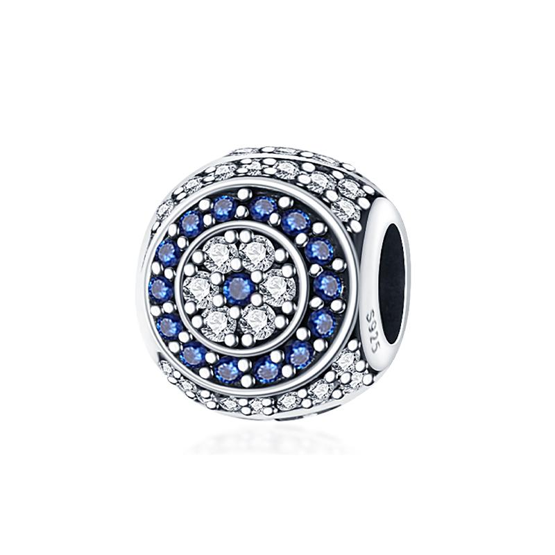 Exquisite 925 Silver Mysterious Blue Butterfly Devil's Eye Fatima's Hand Pendants Charms Beads Fit Qikaola Bracelets DIY Jewelry