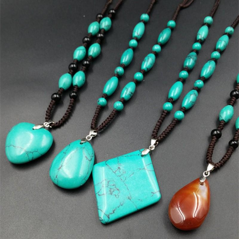 Imitation Jade and Turquoise Pendants: Heart-Shaped and Water Drop Designs No. 1