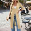 Women's Long Sleeve Button Front Cardigan Longline Slim Fit Knit Top Lightweight Layering Sweater for Casual Wear