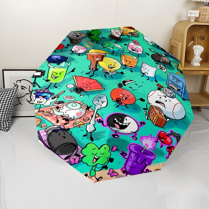 Inanimate Insanity Print Automatic Umbrella, 8 Rib Iron Frame, Plastic Handle, Suitable for Outdoor Travel &Daily , Ideal Gift