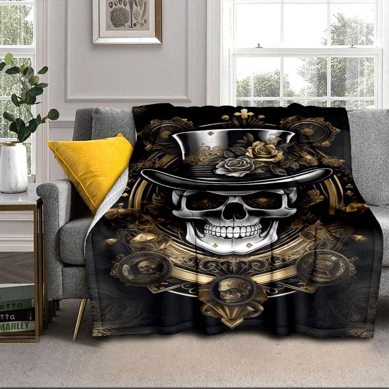 Skulls And Roses Artwork Blanket Flannel Blanket Throw Blanket Sofa Cover Blanket Soft Premium Blanket Picnic Blanket Tv Blanket Gifts
