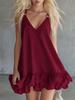 New Summer Women's Collection Elegant and Casual Solid-Color V-Neck Ruffled Mini Skirt