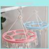 Simplistic Round Hanging Drying Rack With 16 Clips For Socks Laundry Plastic