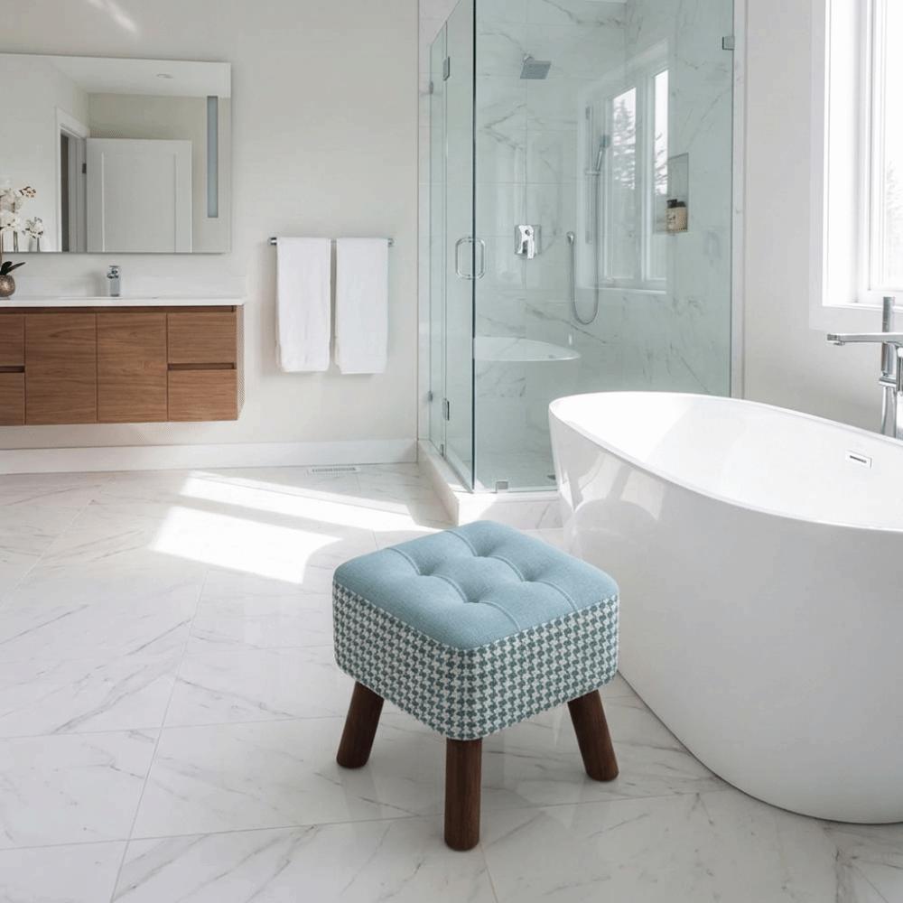 Soft Upholstered Seat Ottoman Compact Design Cream Style Ottoman Soft Pack Stool  Daily Home Use