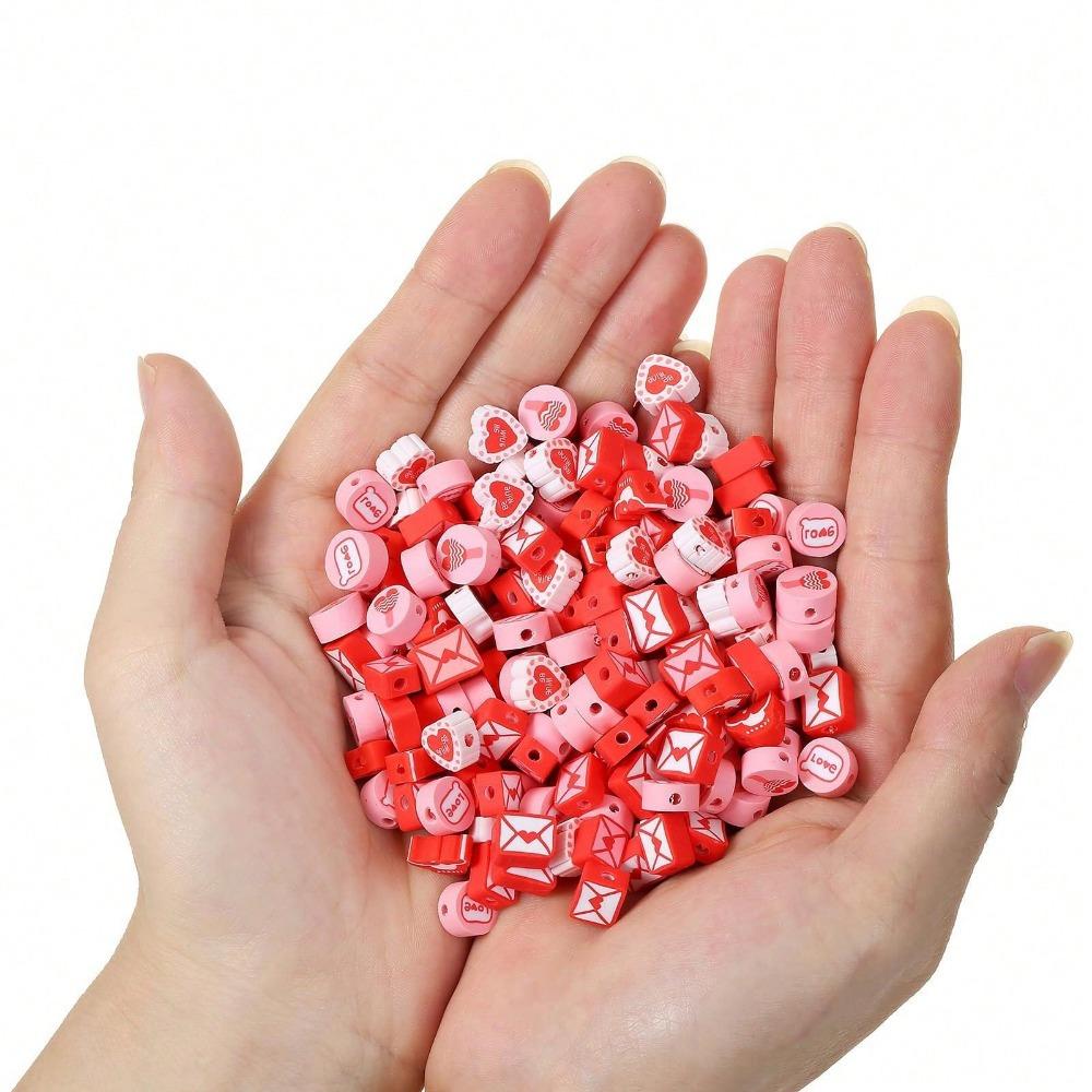 20/50/100 pieces 10mm clay bead bracelets made of red/pink rose envelopes, heart-shaped polymer clay bead jewelry, DIY bracelets, earrings accessories