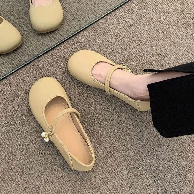 Französische Mary-Jane-Single-Schuhe zum Zweimal-Tragen, neue rutschfeste kleine Lederschuhe mit weicher Sohle und weichem Leder im Frühling