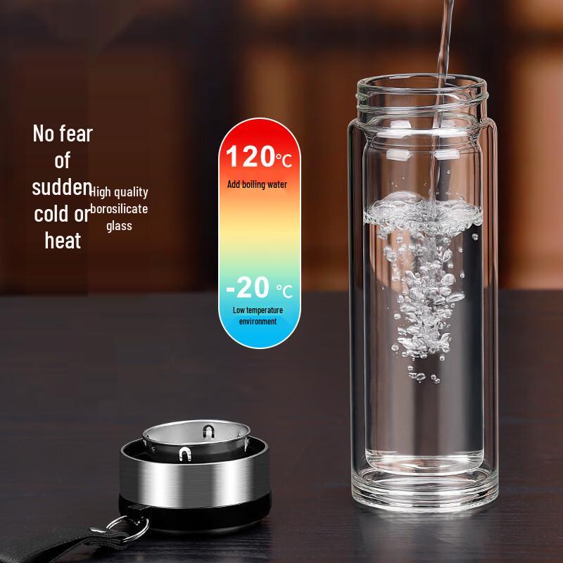 Shui Yi Bei Portable Double-Wall Glass Tea Infuser Bottle
