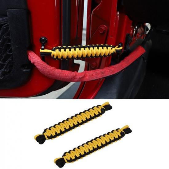 2pcs Door Limit Rope Limiter Strap Bandage For Jeep Wrangler YJ TJ JK JKU Yellow